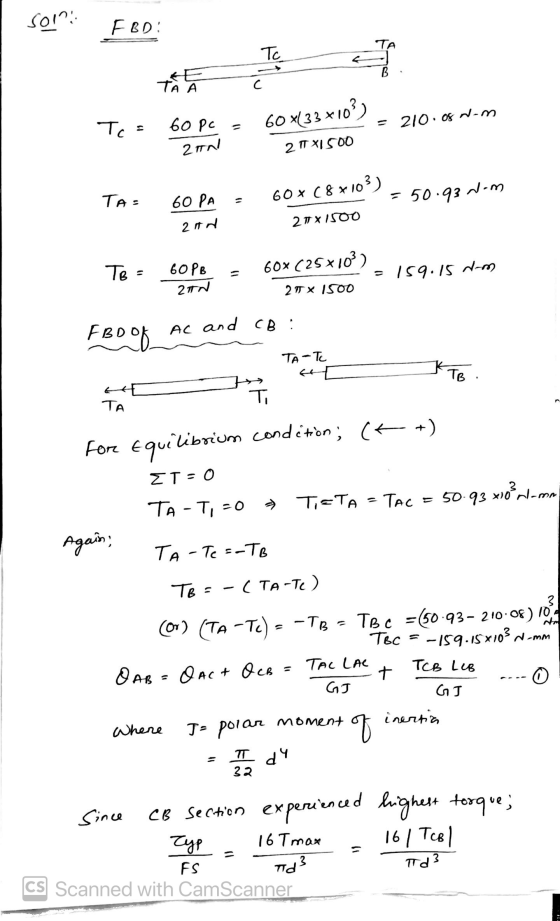 SOI?: FBD! TA To E B TÅ C Tc = 6o pc 60 x(33 x103) = 210.08 Nom ZIN 2 ITXI 500 TAS 60 PA 2 IN 60x68x103) = 50.93 Nom 2 TX1500