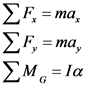 ΣF = ma,
ΣΕ, = ma,
ΣΜ = Ια