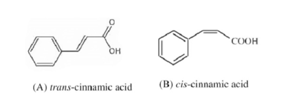 arom COOH (A) trans-cinnamic acid (B) cis-cinnamic acid