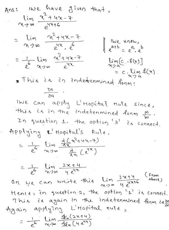 Ans: y? e9046 ine have given that, lim tur-7 Mayon lim n²+48-7 we know, 6 no lim x²+40-17 lim(cof(n) no a N-) to - Slim f(n)