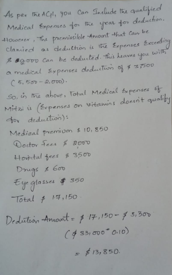 As per the AC1, you can include the qualified Medical Expenses for the year for deduction. However, the premissible Amount th