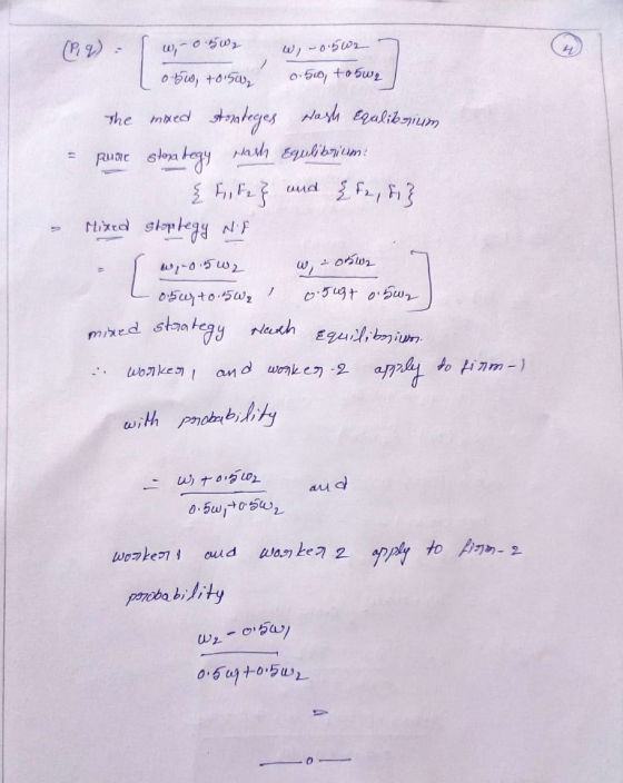 (P. 9): [ w,-0.5W2 w,-0.562 (050, +0.50 0.50 to 5w, The mixed stonteges Hash Equlibsium = pure stora tegy hash Equilibrium: {