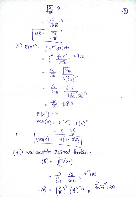 2 2 TO 22 . TO 11 E(X) = 20 VTT (C) E(X®). J x? Pyra) cm so 2 x *120 va TTO 3/2 319 alão) 是后 TO no E (X = 0 Var(x) - E(XY) –