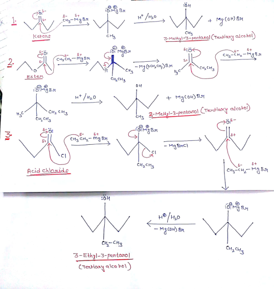 B31 나 Mg(OH) BS4 3-methyl-s-pentanol (Tentaxy alco hol 白由 O: M981 8-6ナ 0 δャ s- CHICH Es tem CH,CH e田 O H HH20 CH2 C H n 3-MeHyl-3-pentanol Taalcoho! CH, CH CH CH 2 Acid chl ..:0,田 CH2 CH3 CH, CH 2. 3 3-Ethyl-3-Pentanol CTeutory alco ho