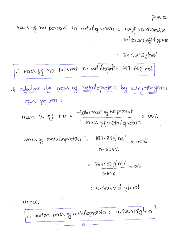 page:09 Haus of Ho presenti in metallopadlein = no. of Mo atoms x molecikan weight of mo = 3x95095 g/mol :Hans of Mo present