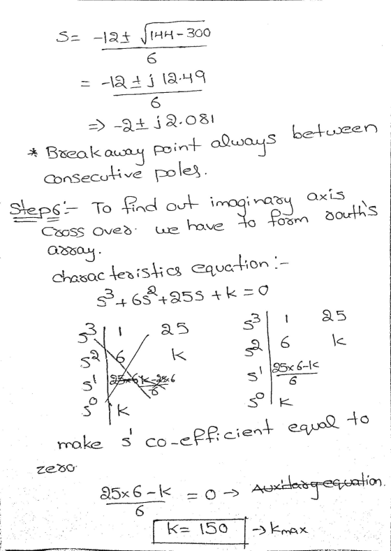 S= -lat PHH-300 * Breakaway point always between 6 = -124 j 12.49 6 =) -24 j2.081 * Breakas Consecutive poles Steps To find o