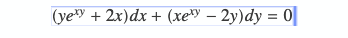 (yey + 2x)dx + (xely – 2y) y = 0