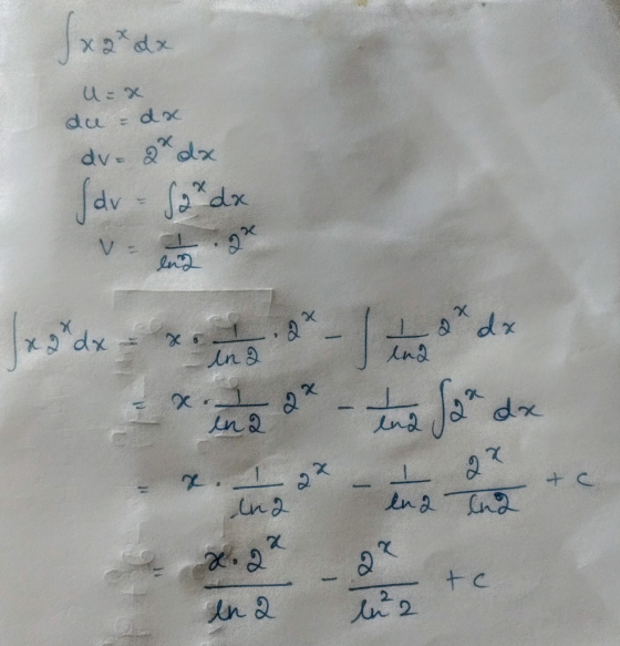 1xgx dx U= x de & dx dv- 2 da (dr = Sahdx venega me 3* - The Ja* dx + c In a