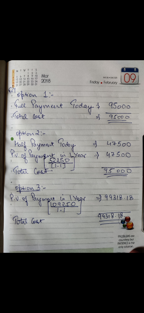 BBON Mar 2018 W .0335 Friday, February option 1:- Full Payment Total care Today & 95000 95000 options: Half payment Today &