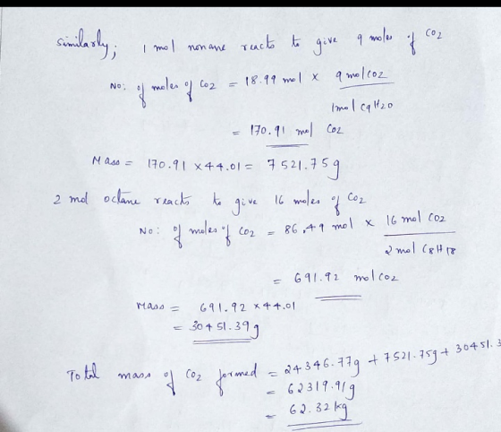 1% CO2 mo man ane TAcb t 18.19 me x amelcoz meles Co2 No 170.91 m Coz 1 Naso 70.91 x44.0l 7521.7 2 mdl oclane TLack wales Coz