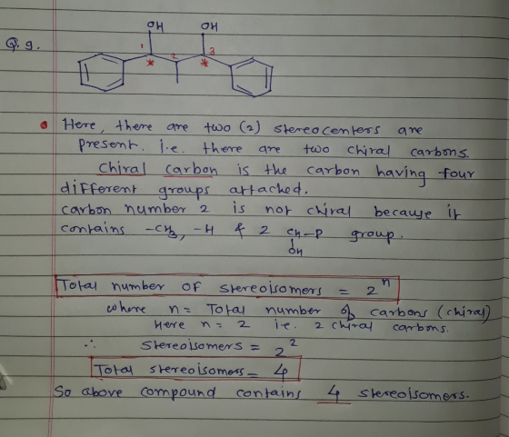 OH • Here, there are two (2) stereo centers are I present. j.e. there are two chiral carbons. Chiral carbon is the carbon hav