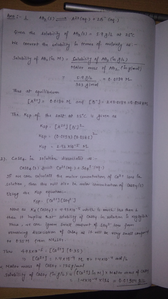 Given the solubili f B(s) s9 at 2s ble tonvert the zelubility n tems of molanity a- Slbilyf AB,in M) - Solubility af Abe in a
