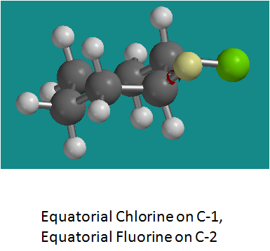 Equatorial Chlorine on C-1, Equatorial Fluorine on C-2