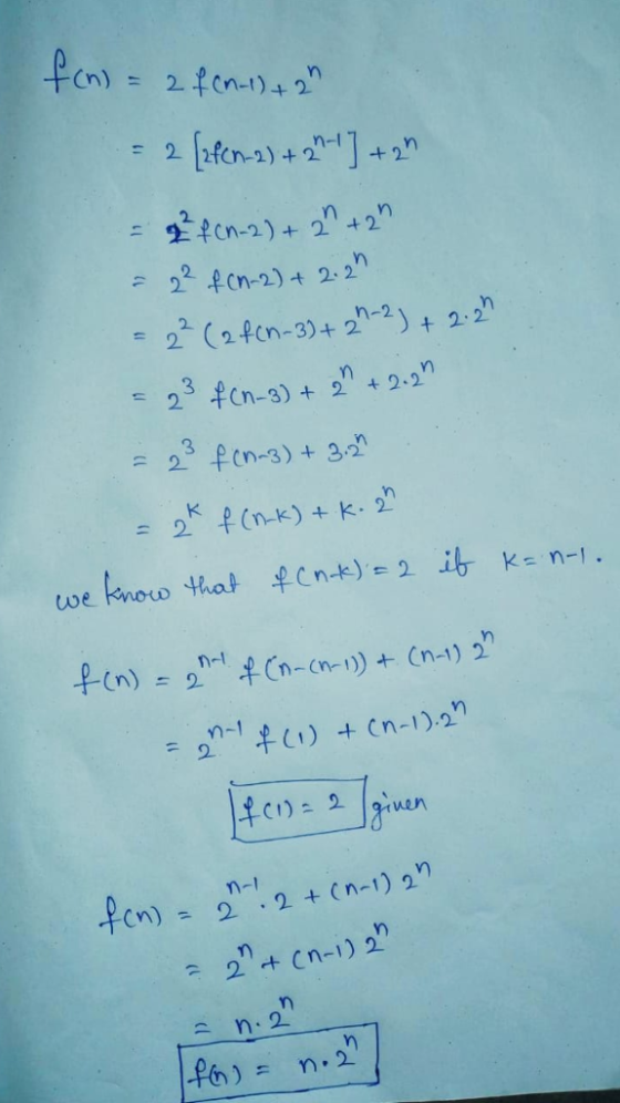 n-l 2 23 f (n-3) + 2) + 22 n-1