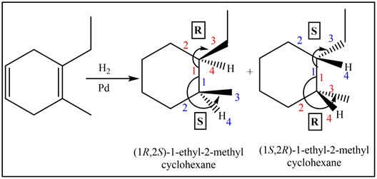 H
+
(18,28-1-ethyl-2-methyl
cyclohexane
(18,2R)-1-ethyl-2-methyl
cyclohexane