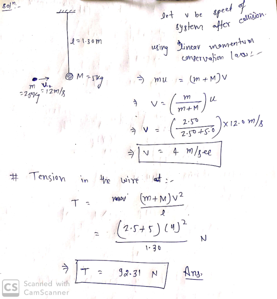 son let v be speed of after collision. inte system d=1.30 m using linear momentum PTA conservation laws ;-) mu ja (m +MJV OM