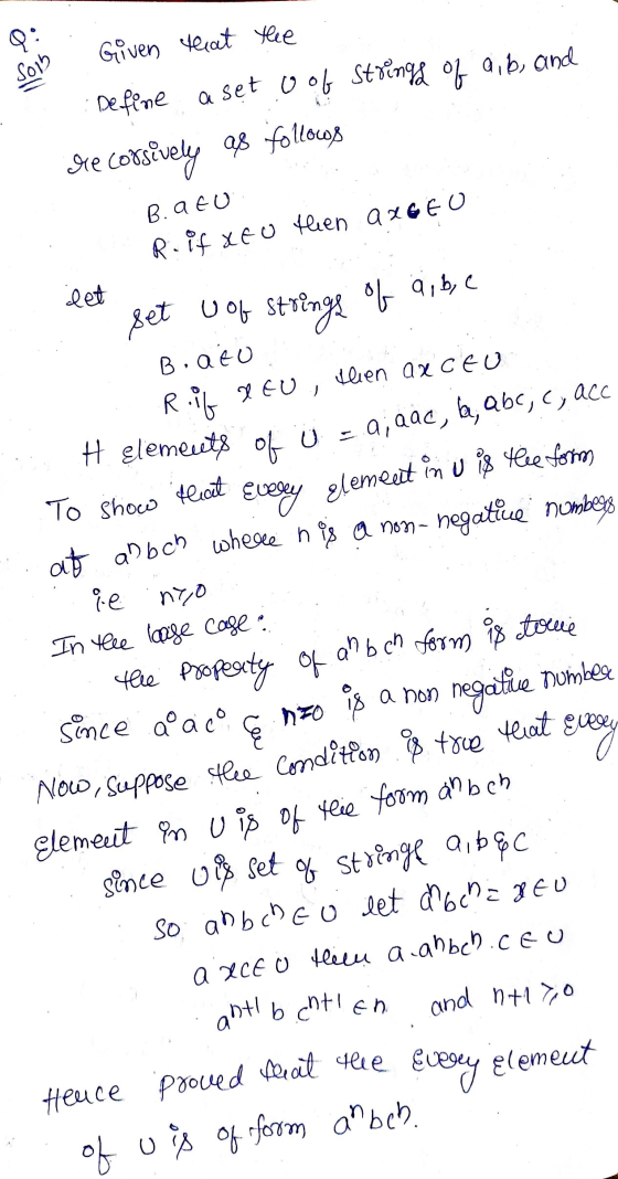 Q: Sob set B.AEU R. if Xeo Heen QXGEO of To show that Now, Suppose the condition is true that Evere Given that the Define a o