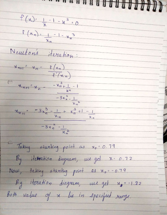 + (n)- 1 - 1 - 1² = 0 f (nn). I-1- N Neultons and on- iteration : & (un) flan) nur 1 - 1 dann in - wn - 3nü - Taking startin