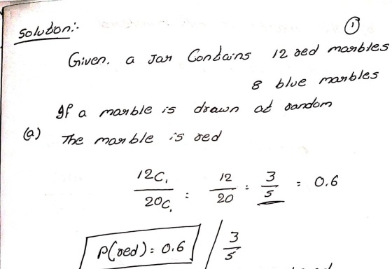 solutoni 12 oed marbles Given a Jar Contains 8 blue marbles If a marble is drawn at sandom (a) The marble is oed 120 12 3 - f