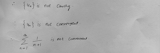 {n} is is not Cauchy {n} not convergent. is not convergent. n+ n=1