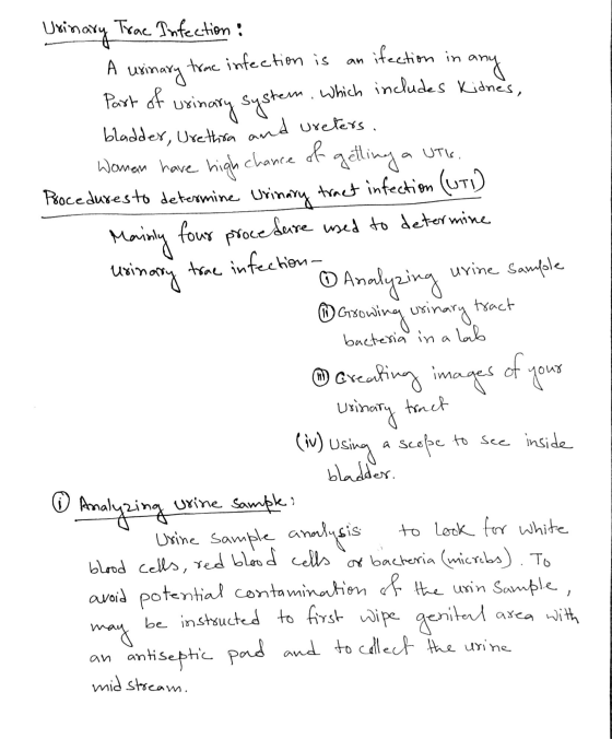 Y Urinary Trac Infection A urinary trae infection is an ifection in any Part of urinary system, which includes Kidnes, bladde