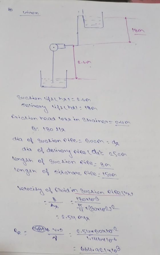 Suction liftl hasa 2.6m Delivery lift (hala on friction head love in Shainera ooum B. 180 31 dia of suction Dipe - soomade di