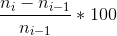 \frac{n_i-n_{i-1}}{n_{i-1}}*100