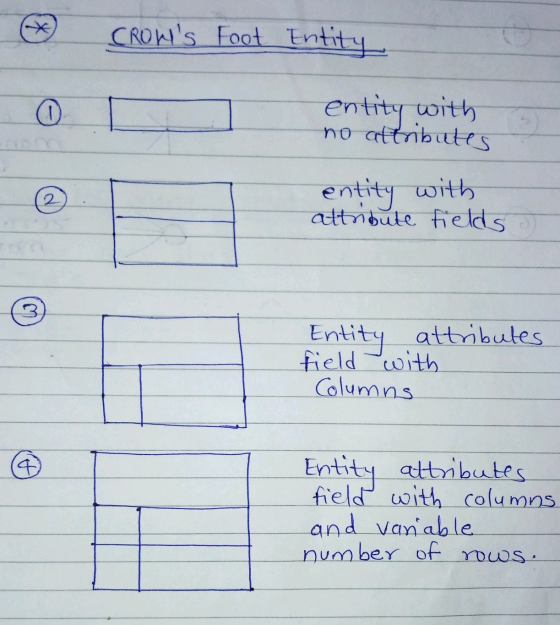 CROWs Foot Entity entity with no attributes 2 entity with attribute fields Entity attributes field with Columns 9 Entity att
