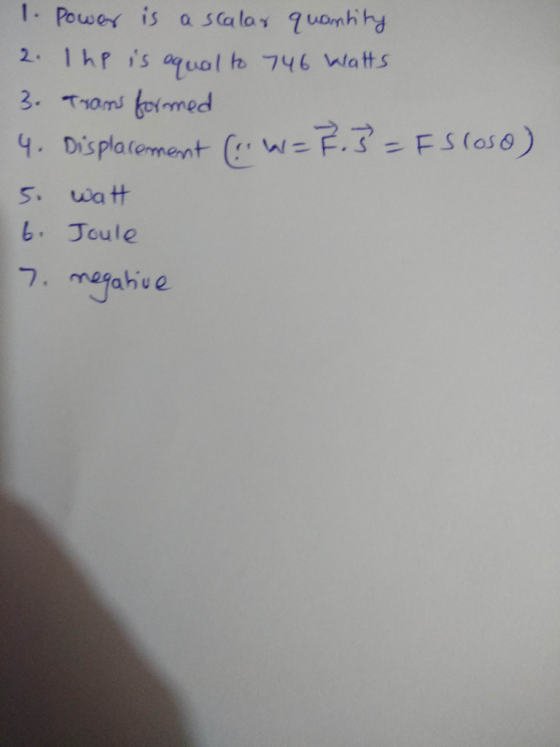 4. Displa(ement ( w 5. wa Ht Joule maj ahue