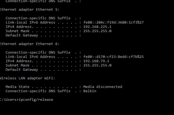 Connection-specitic S Suix . thernet adapter Ethernet 5: Connection-specific DNS Suffix .: Link-local IPv6 Address . . . .