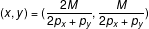 \small (x,y)=(\frac{2M}{2p_x+p_y},\frac{M}{2p_x+p_y})
