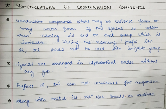 * NOMENCLATURE Nou OF COORDINATION COMPOUNDS I Coordination compounds sphere may be cationic form or may anion form. If this