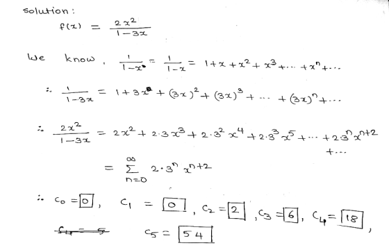 solution: f(x) = 272 1-32 We know, to ta= 1+x+x2 + x3 +...+x+o. :. =1+34 + (3x)² + (3x) + - 1-30 + 32)+... 2x2 2 1-32 = 206