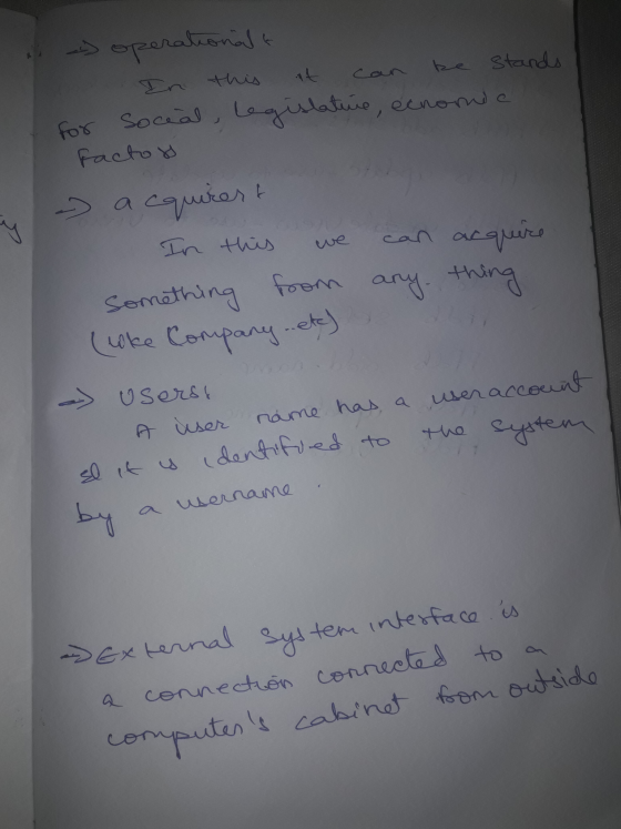 is operationalt In this at can be stands for social legislative, ecnonic factor - acquirert In this we can acquire something