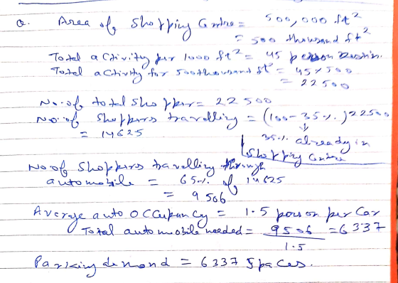 a Area of Shopping Gro= 500,ooo ft² 2500 Hanusand oft? Total a Cdivity for looo ft 2 = us benson Derin Total activity for sao