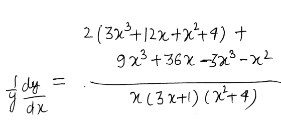 2138°+12x+x++4) + 9x3 +362-523-24 N(3x+1) (x+4) Įdy = y dx