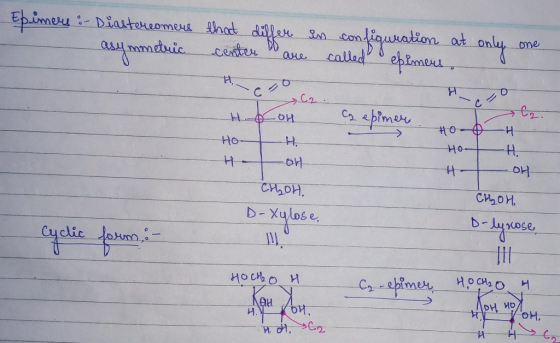 Epimere :- Diastereomers that differ in configuration at only asymmetric center are called epimens one HO ta. a epimer tot C2