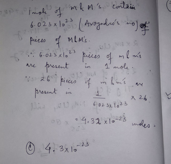 『 ナ V opt, imole of m&ms contain 6-0 23 x 1023 (Avogadros no) of prices of M&Ms. 26. 6.023x10 23 pieces of mens are presen