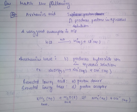 One ar match the following. Arrhenius acid salisa proton dan 1) produa рrоfo wаучLбил solution : a very good enacuples is He