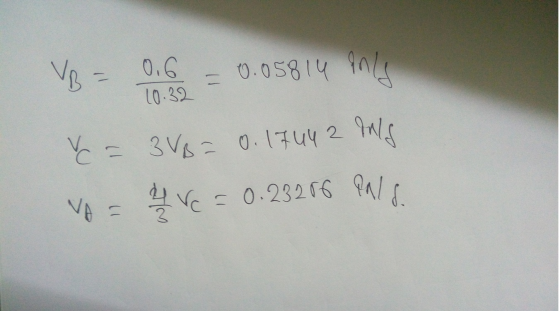 VB = 0.6 = 0.05814 Pals 10.32 - V = 3/6= 0.17442 fuld V 4vc = 0.23286 Pals