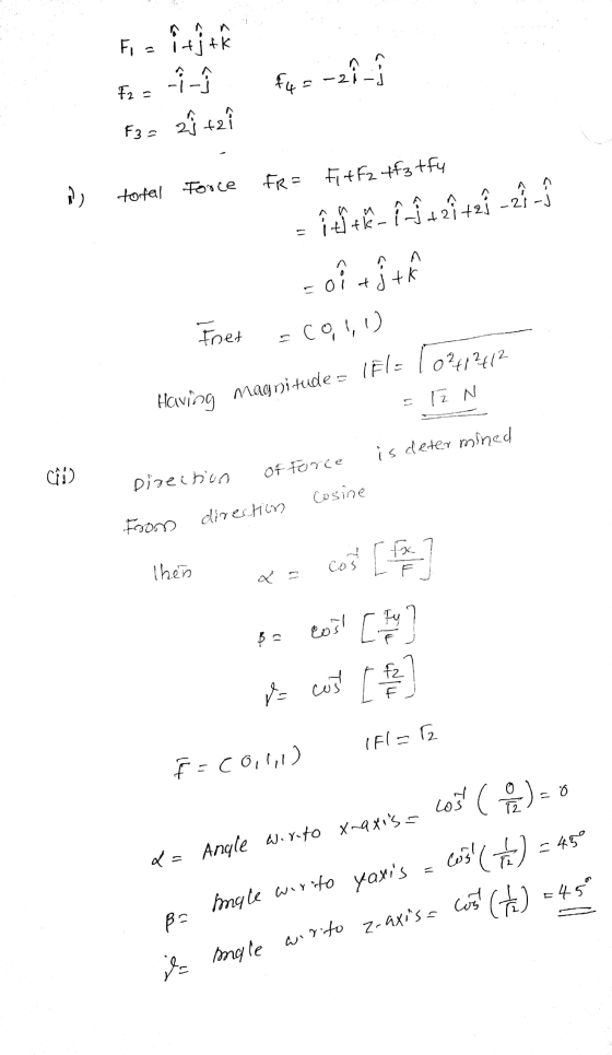 Fi itit +k i f43 -21 13 F2 = F3 = zŷ +2 +21 2) FR = Fiffz tfu tfu tofal Force - 21-J tal- taitaj M - oîtit Inet =coll) 102412