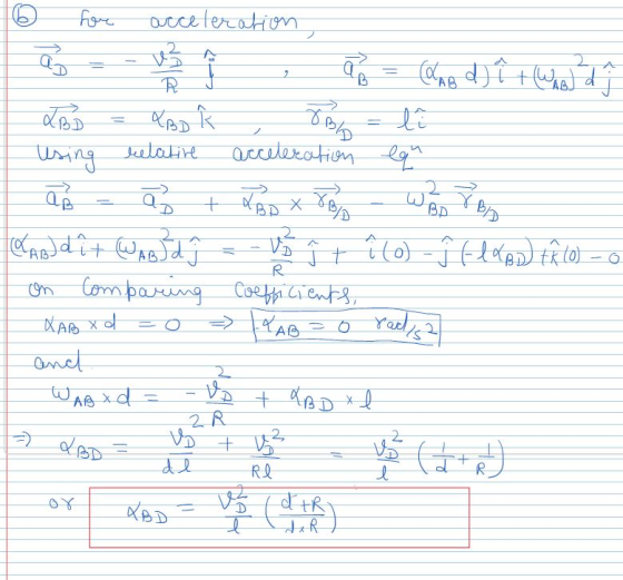 2 B ão ao 2 BD BID اهله o for acceleration lo a (dAB d) it Whold R LOD & BD OBL - li using relative acceleration en + LBD X C