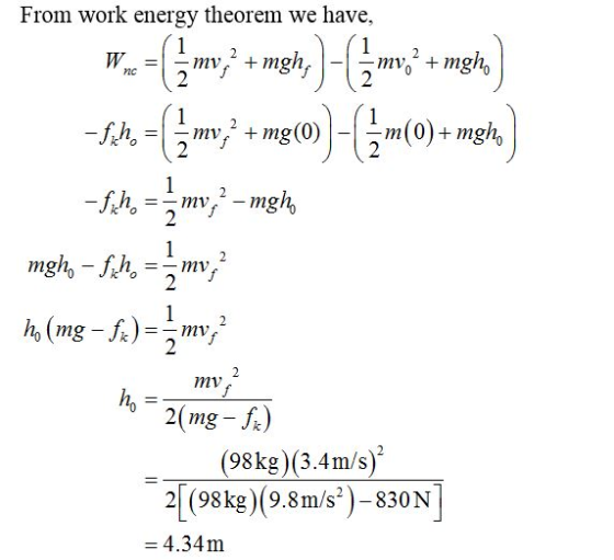 From work energy theorem we have, w-=[5mw7+mgh,) - 6 mo + mgh) -sch = {m} = m(o)-65m(0) + msha) Ich = = mv,?-mghe mgh – Suh =