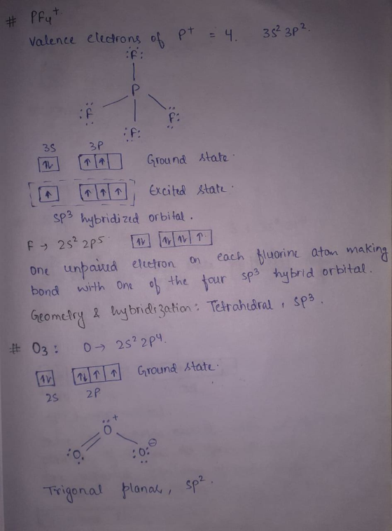 Pfyt pt = 4. 38² 3p?. Valence electrons of f: :P 35 3P state. mal Ground state m alalay excited States sp² hybridized orbital