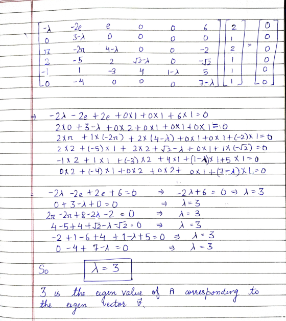 vector a eigen the to the egin value of a corresponding 3 is __EY = Y F 02 (-+7 - 0 F - Y F 0 - 9+ (-1 + +9-1+ ८- 2- Y E : ८/