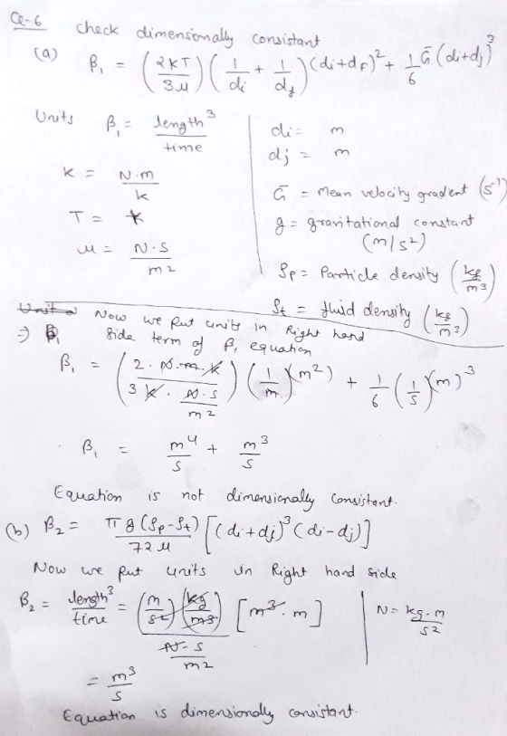 a) Hme (mls) Rorticle density ( m 2 m 3 う魚 m 2 Equahon is not dimanuional, Comuistent 3 Now ure pt units n Right hard Siola t