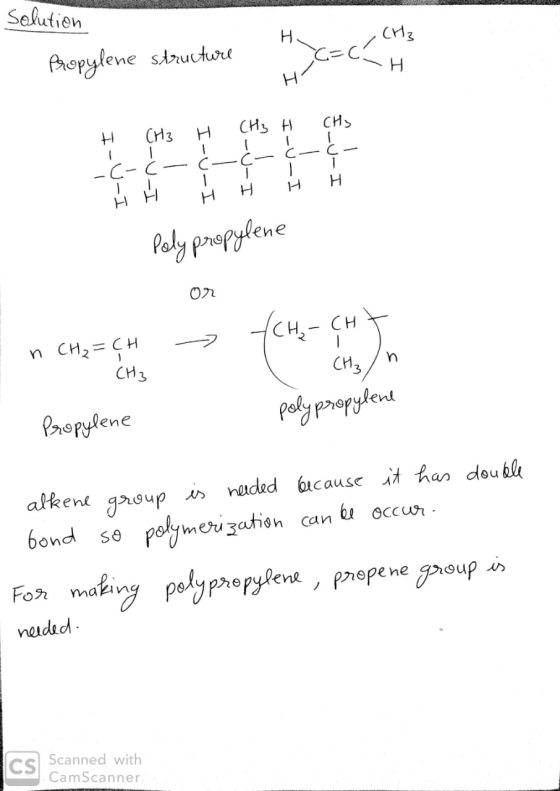 solution w C Propylene structure н I Сиз н их н сну -U LU-1 - H H H I - Polypropylene or In CH₂=CH - CH₂ - CH T CH3 - CH3/n P
