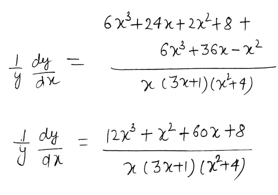 - 6x3+24x+2x4+8+ 683 +362-22 x (3x+1)(x+4) cok V dy = 12x²+x²+60x78 #13x+1)(x+4)
