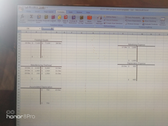 ACCT 2302 project excel template-Sol Microsoft Excel Home non hage Layout Formulas Data Review View JE DOBA Recently Financia