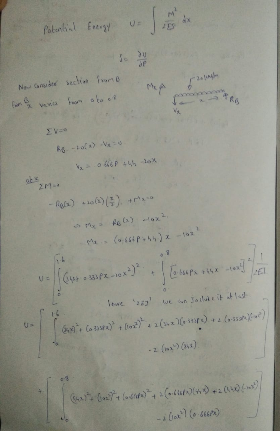 Potential Energy U r 2010N/m MA Now consider section from B from varies from sto os IVO RB - 20(x) - Vx=0 x = 0.6668 +44201 I